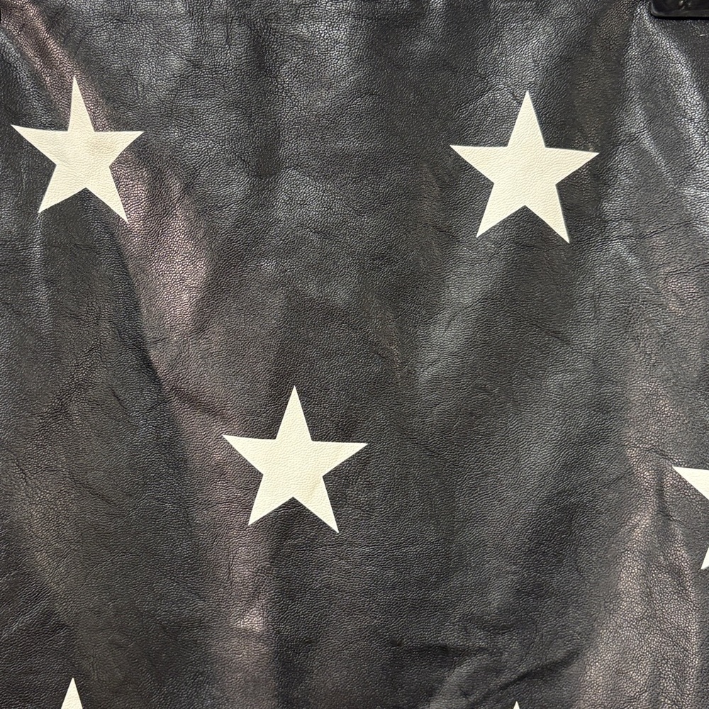 Western Star Print Faux Leather Mini Skirt Black Small - Picture 3 of 5